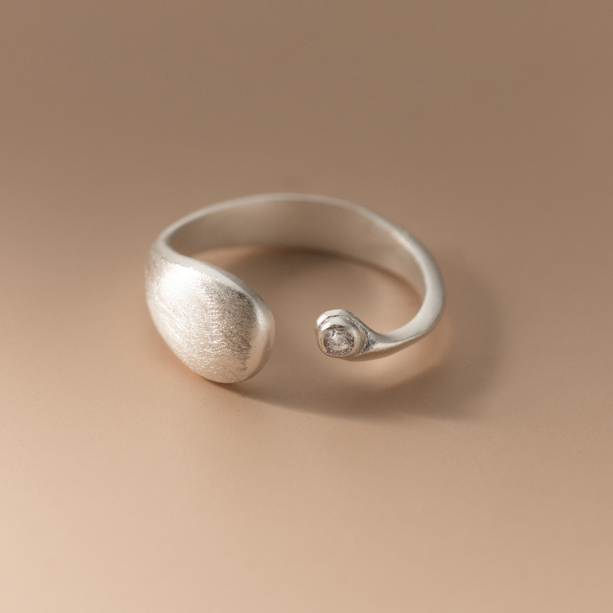 Statement Cocktail Ring - 925 Sterling Silver Matte Finish Geometry
