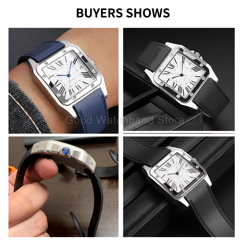 Black Blue High Quality Rubber - огляд і ціна Cartier Watch Santos