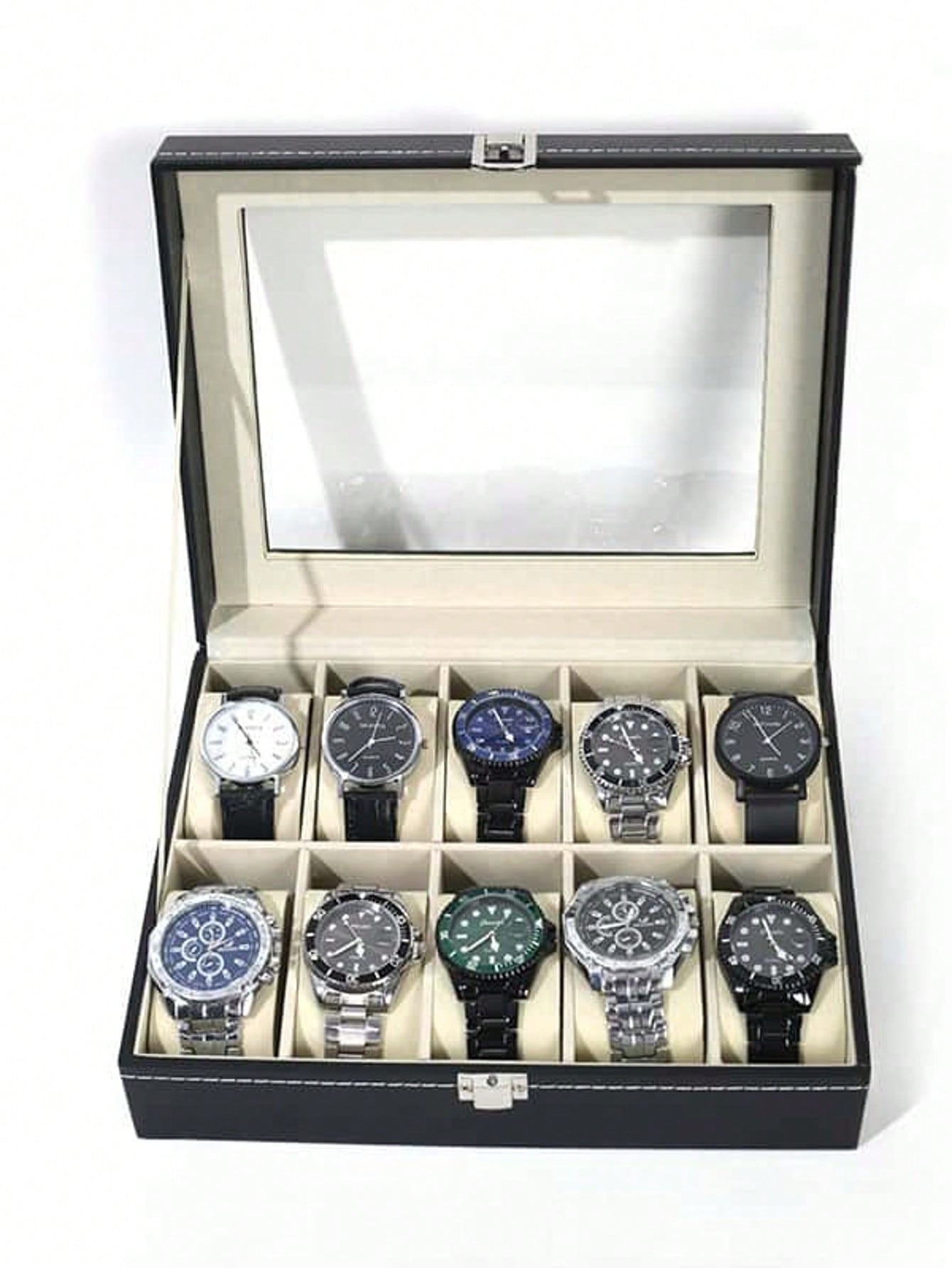 Leather Watch Box with Lock, L - огляд і ціна Jewelry Watches For Men