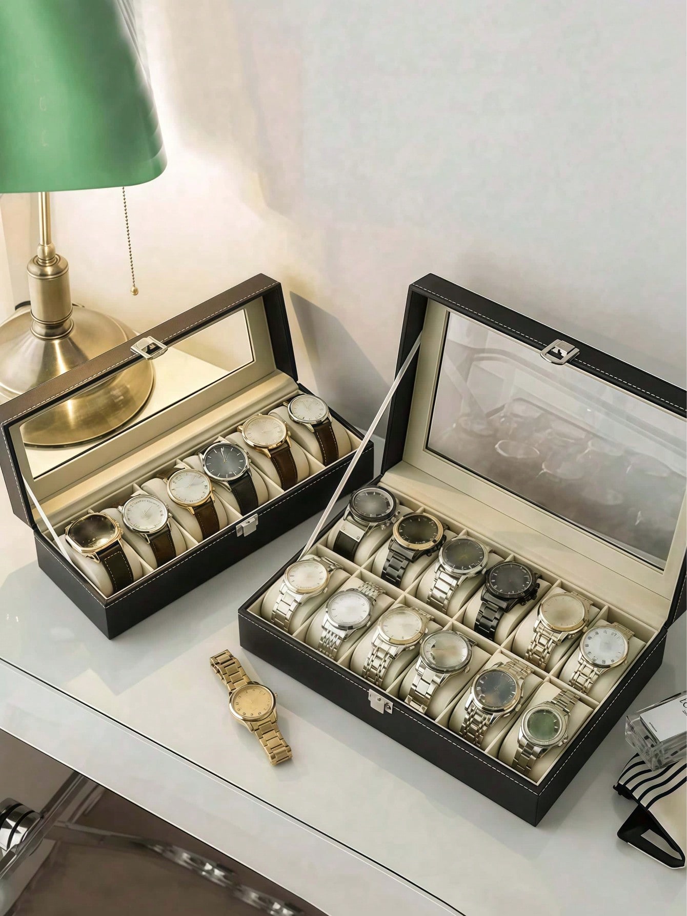 Leather Watch Box with Lock, L - огляд і ціна Jewelry Watches For Men