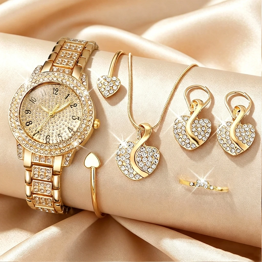 6PCS Fashion Rhinestone Women  - огляд і ціна Jewelry Watches Luxury