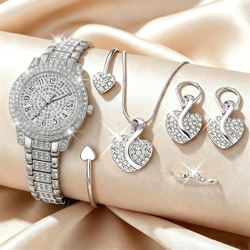 6PCS Fashion Rhinestone Women  - огляд і ціна Jewelry Watches Luxury