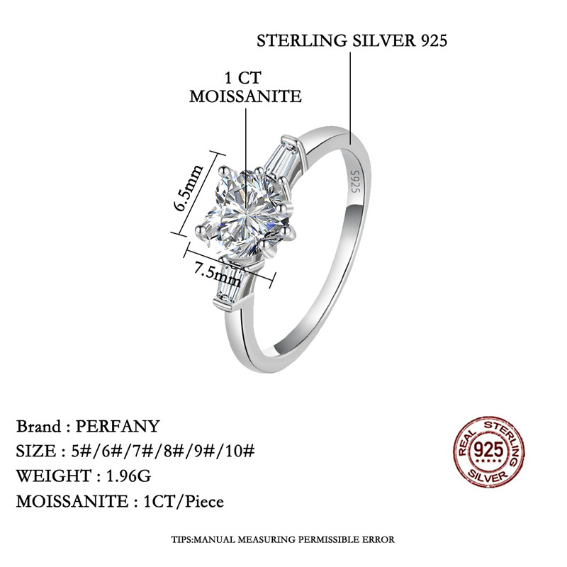 PERFANY 1CT Heart Cut Moissani - огляд і ціна Statement Cocktail Ring
